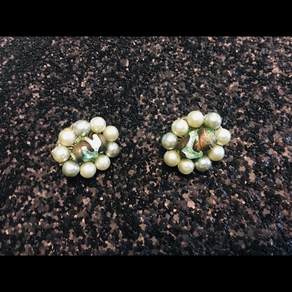 Vintage clip-on handmade Japanese earrings